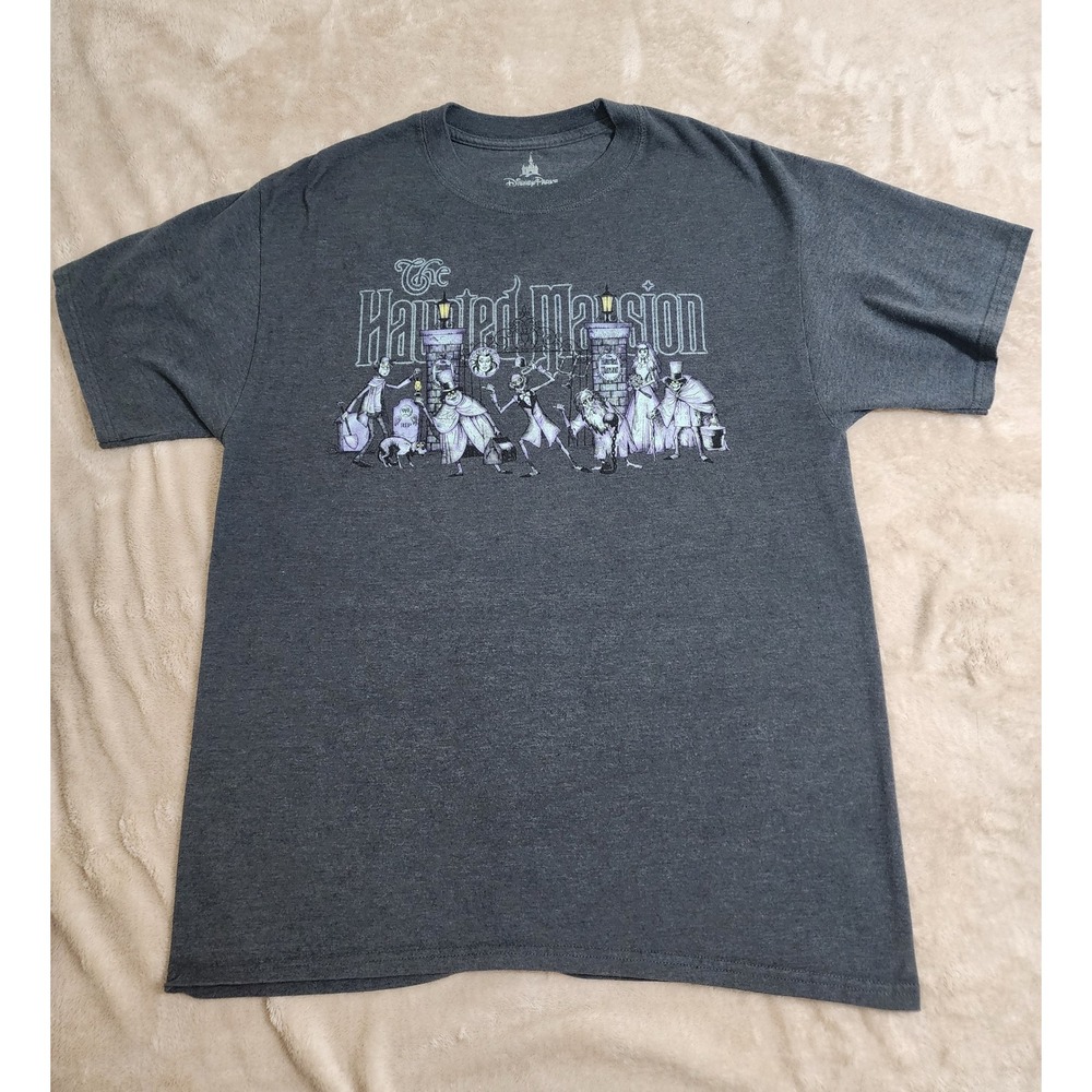 Disney Parks Haunted Mansion T-Shirt Mens Large Charcoal Gray Hanes Graphic Tee